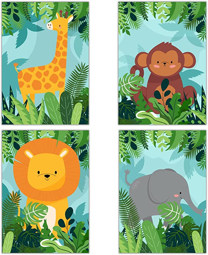 affiches décorations enfants thème animaux de la jungle