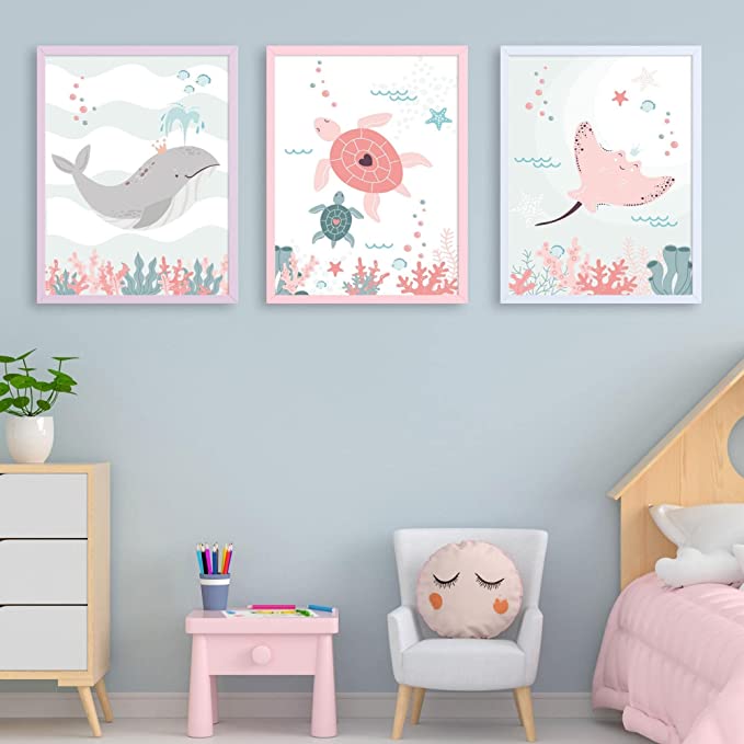 affiches décoration pour enfants thème animaux marin
